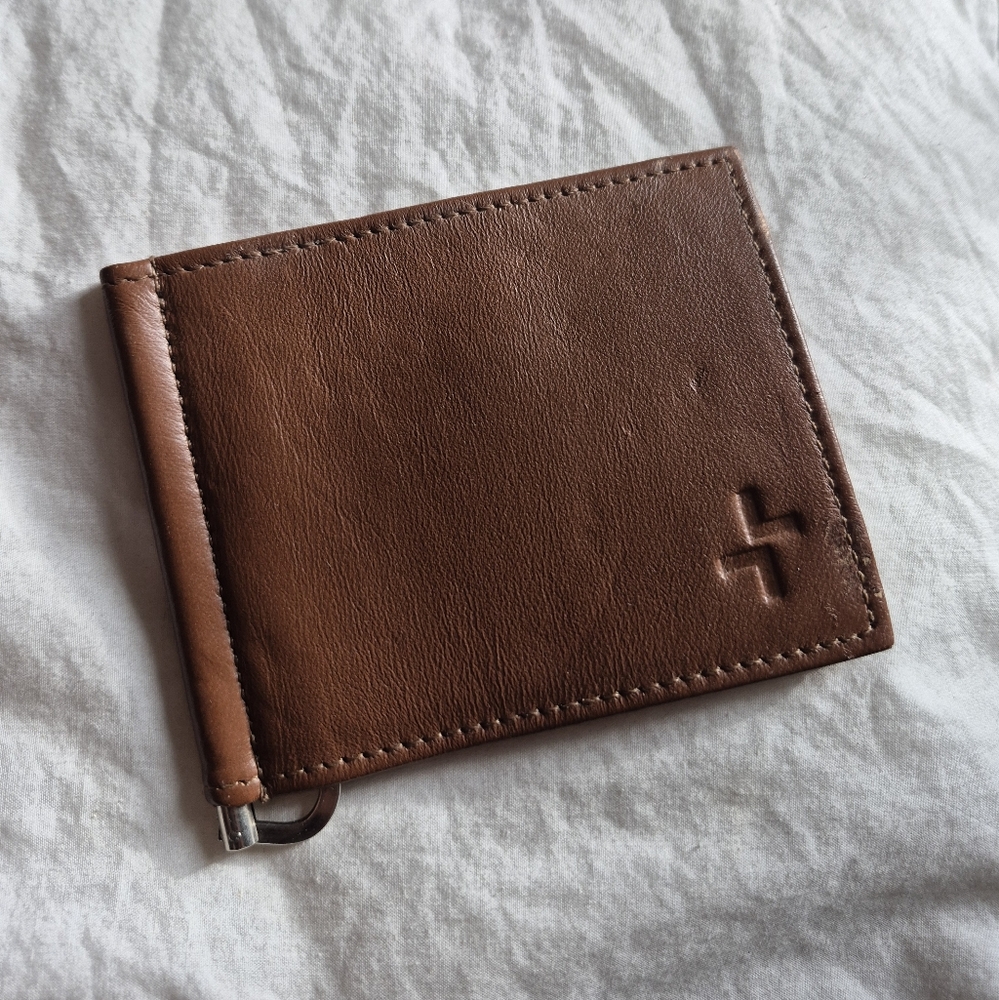 Leather Billfold Wallet Money Clip